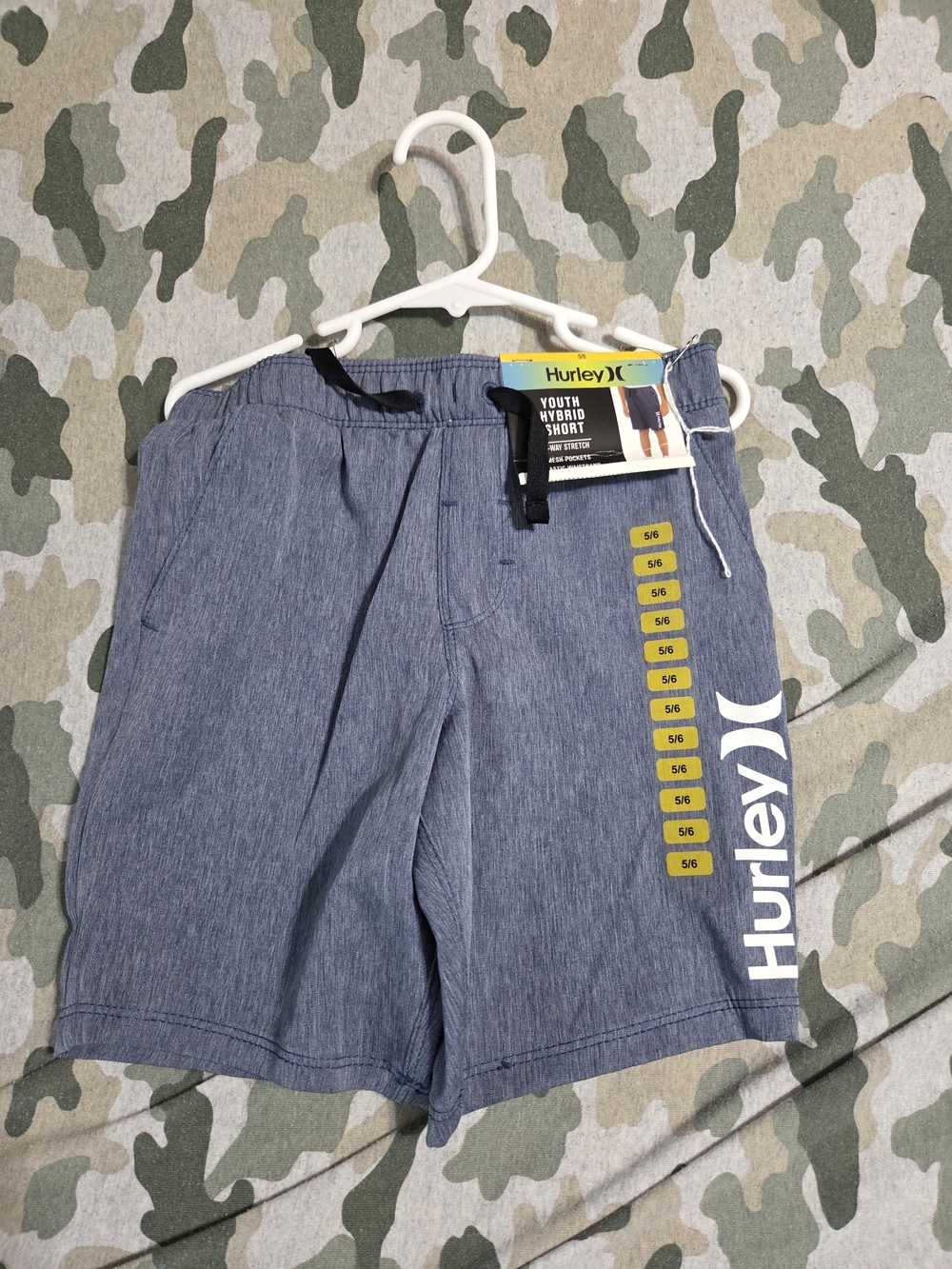 Hurley Heather Navy Youth Hybrid Shorts with White Logo